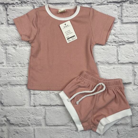 C0080 Short sleeve set ribbed 2pcs set size 70 (6-12 mo) - Picture 3 of 3